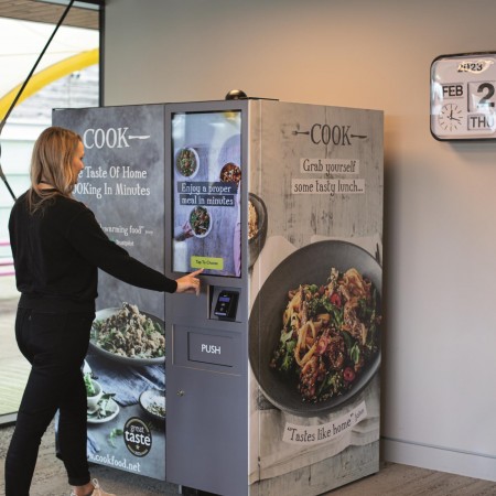 Lady at vending machine