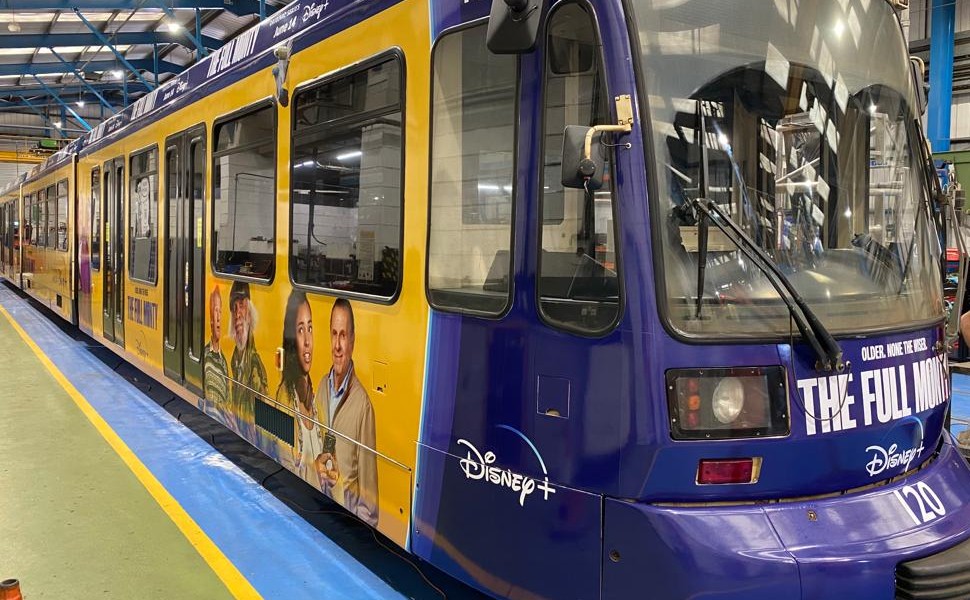 Sheffield Tram Wrap, promoting the Full Monty Film