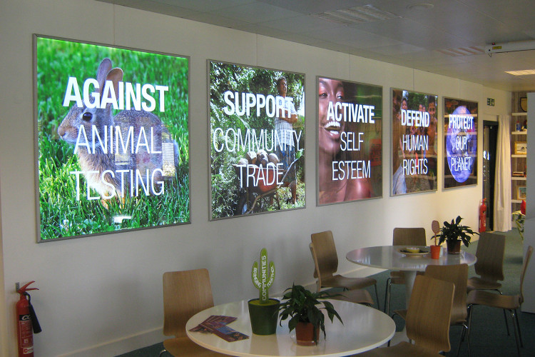 Backlit Fabric Frames in communal area